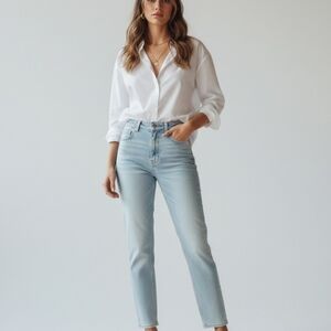 NWT Cavalli Class by Roberto Cavalli Light Blu High Rise StraightLeg Jeans Sz 25